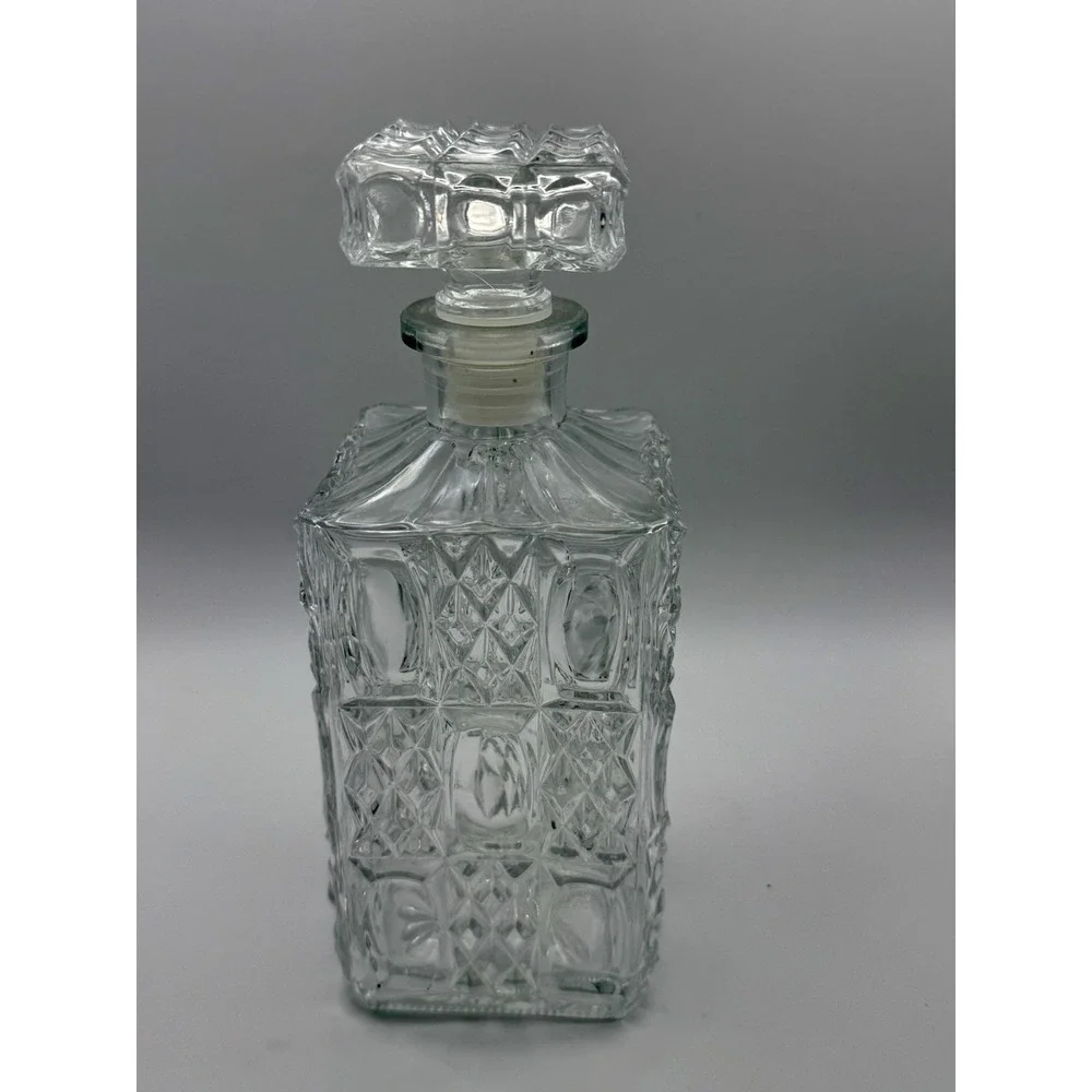 Vintage Clear Etched Decanter Oberglass Austrian Crystal Austria